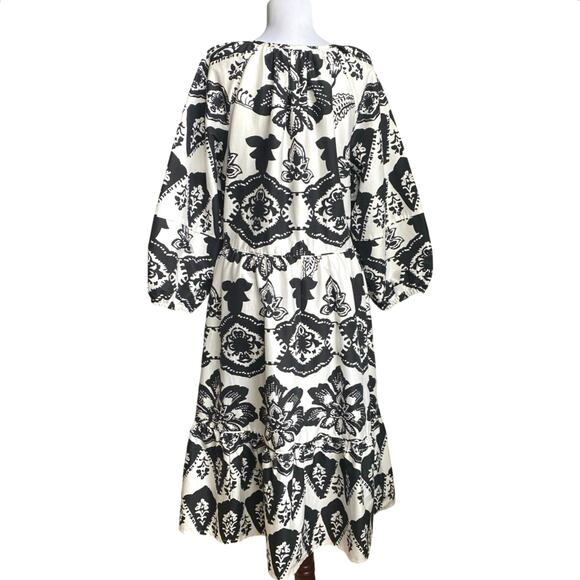 NEW CHICO’S Puff Sleeve Tiered Maxi Dress SZ 16 Pockets Poplin Floral Boho Beach - Picture 4 of 11